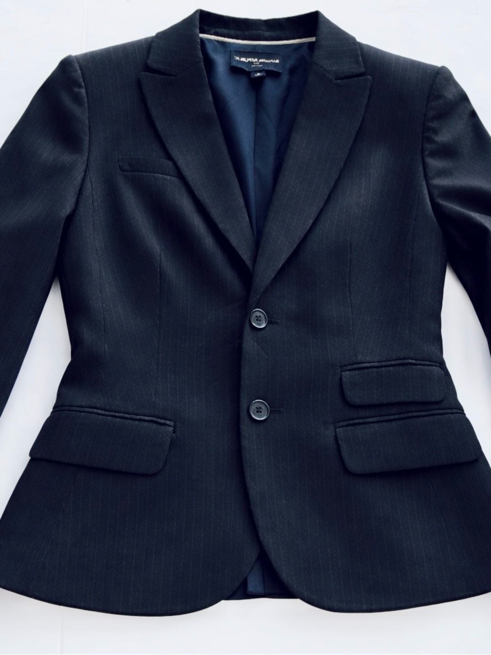 Banana Republic Petite 6P Navy Blue Pinstripe Blazer Two-Button Jacket.